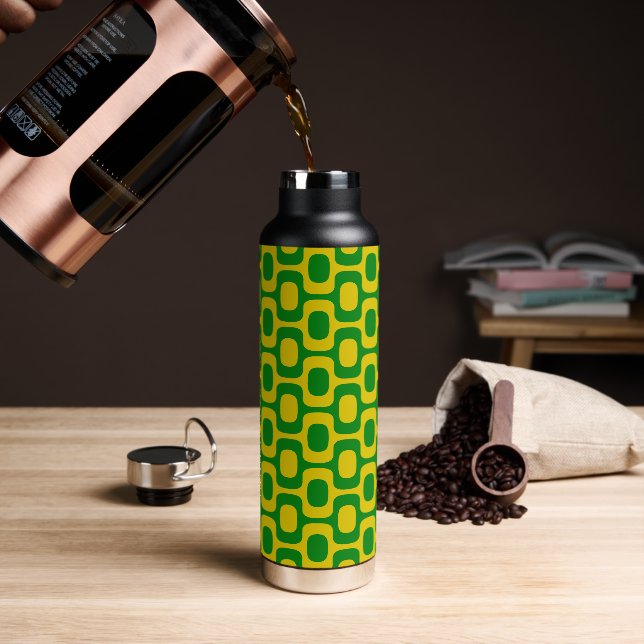 Ipanema Sidewalk Pattern, Beach Pattern, Brazil Water Bottle (Coffee)