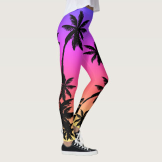 Ipanema Sunset Gradient Ombre Purple Pink Palms Leggings