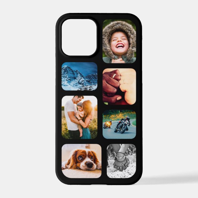 iPhone12 Pro Photo Collage Template Rounded Phone iPhone Case (Back)
