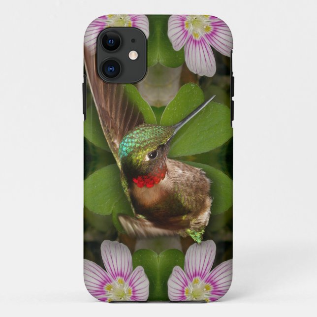 iphone4 case - hummingbird in bloom (Back)