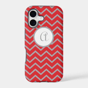iPhone5 case Personalised, Red with Grey Chevrons
