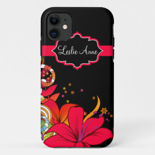 iPhone5 Girly Abstract Tropical Floral Monogram iPhone 11 Case