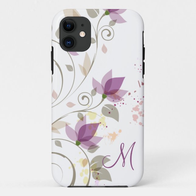 iPhone5 Girly Purple Lavender Floral Monogram Case-Mate iPhone Case (Back)