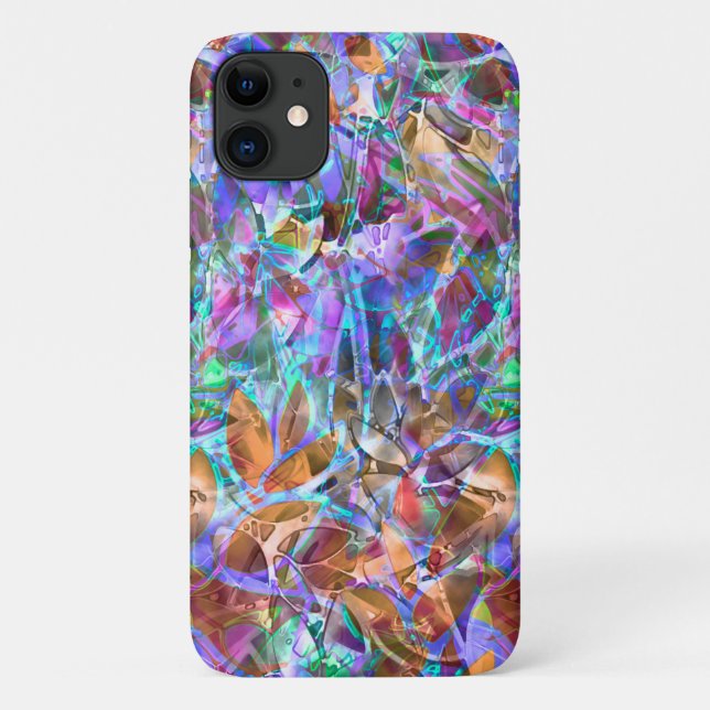 iPhone 11 Case Floral Abstract Stained Glass (Back)