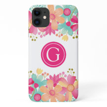 Iphone 11 Gouache Floral Personalised Initial Case
