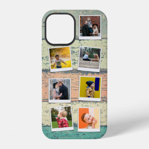 iPhone 12 7 Photo Collage Vintage Wood Planks Case
