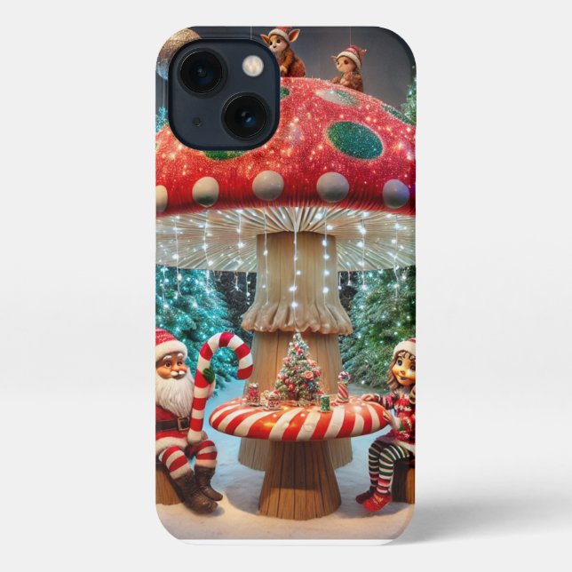 iPhone 13 Case: Christmas Mushroom Design iPhone Case (Back)