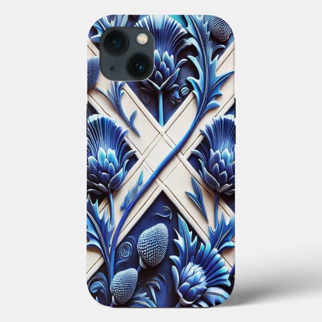 iPhone 13 Case-Mate with Scottish Thistles Design Case-Mate iPhone Case (Back)