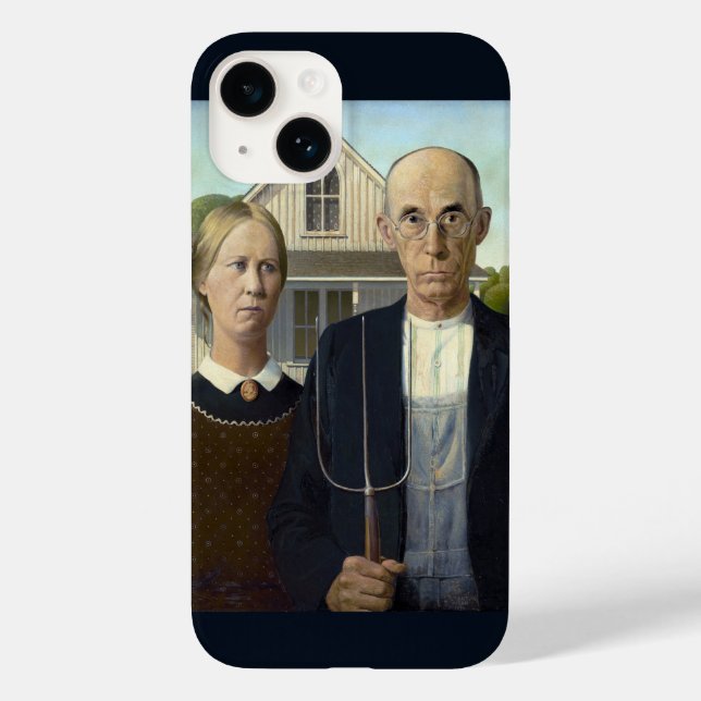 iPhone 14 Case with American Gothic Print (Back)