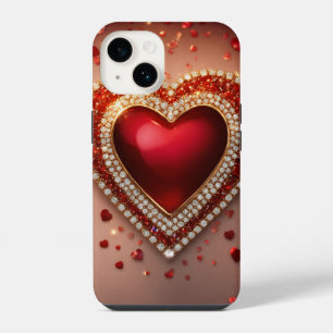 iPhone 14 Tough Case, Glossy with heart love Case