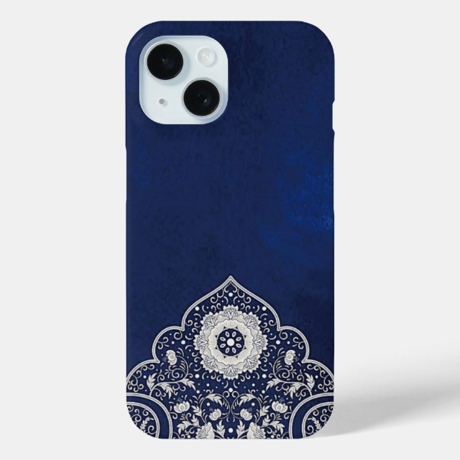 Iphone 15 case Blue elegant Turkish Design (Back)