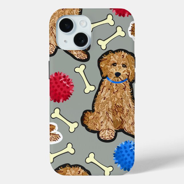 iPhone 15 case Heavy Duty Goldendoodle (Back)