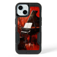 iPhone 15 Case: Piano with Red Wall