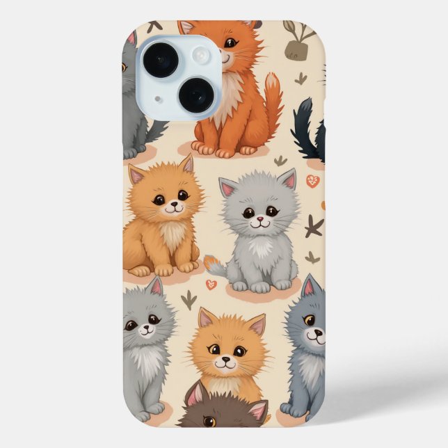  iPhone 15 Cases Cute kitten pattern Phone Case (Back)