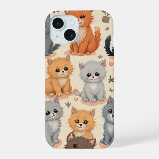 iPhone 15 Cases Cute kitten pattern Phone Case