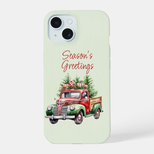 iPhone 15 Christmas Vintage Truck Case (Back)