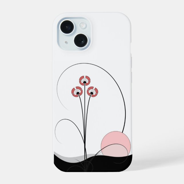 Iphone 15 Ikebana shell and rising sun Case (Back)