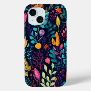 iPhone 15 Phone Case Multi-Colored Floral Design