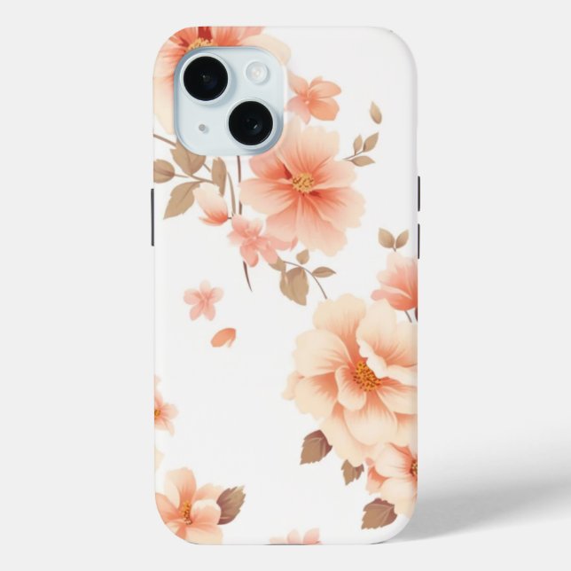 iPhone 15 Phone Case Simple Elegant Floral Design (Back)
