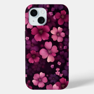 iPhone 15 Phone Case w/ Vibrant Red Floral Design
