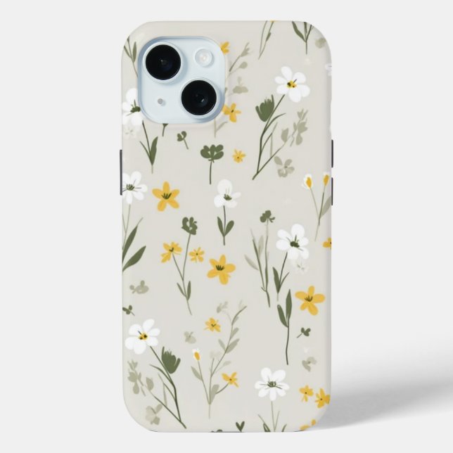 iPhone 15 Phone Case With Elegant Floral Design (Back)