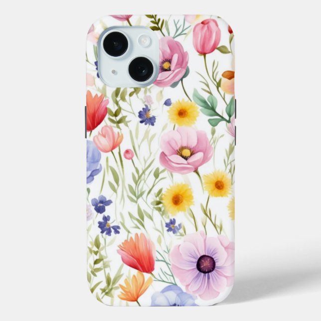 iPhone 15 Phone Case With Wildflower Floral Design (Back)