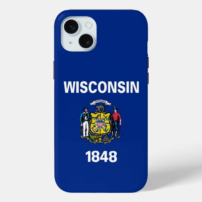 iPhone 15 Plus Case-Mate, Wisconsin flag Case-Mate iPhone Case (Back)