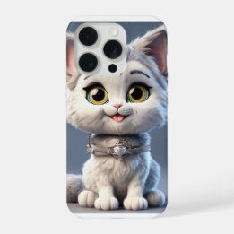 iPhone 15 Pro Case with Adorable Cat Illustration