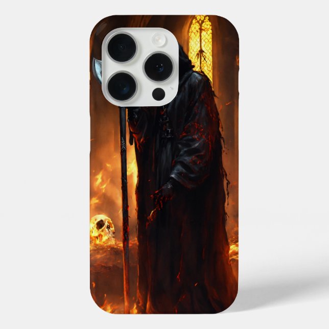 iPhone 15 Pro Case with Death Metal Art (Back)