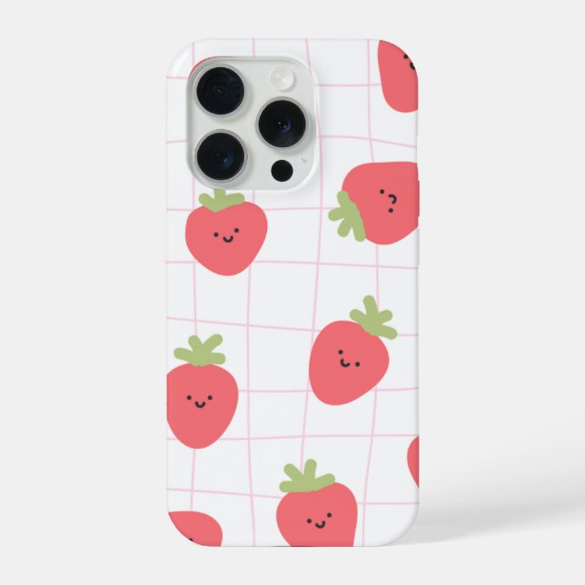 IPhone 15 pro cute strawberry case (Back)