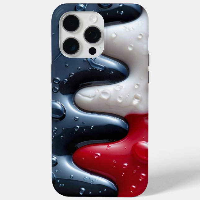 iPhone 15 pro max case red, white and black creamy (Back)