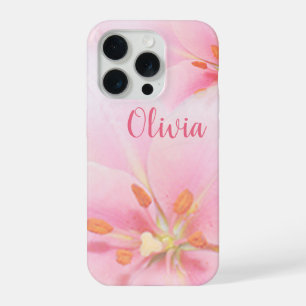 iPhone 15pro Case Pink Lily Lady/Girl/Woman