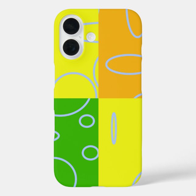 iPhone 16 Case Circles Loops Yellow Green Orange (Back)