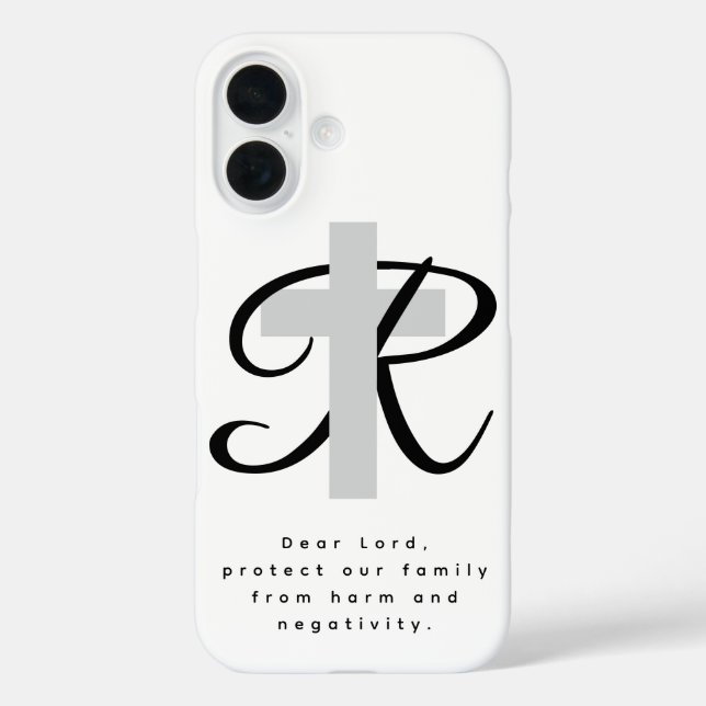 iPhone 16 case with relgious cross and prayer (Back)
