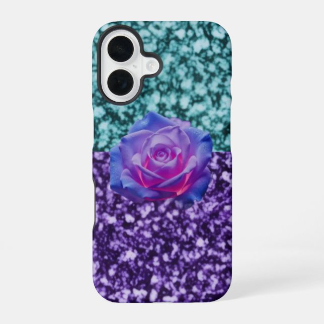 Iphone 16 Gliter phone case with a rose. (Back)