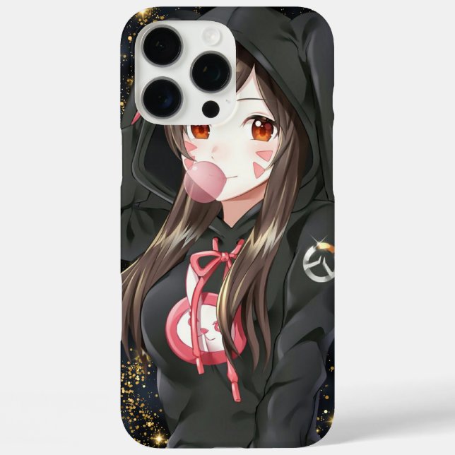 iPhone 16 Pro Max Case Black, girly,Anime (Back)