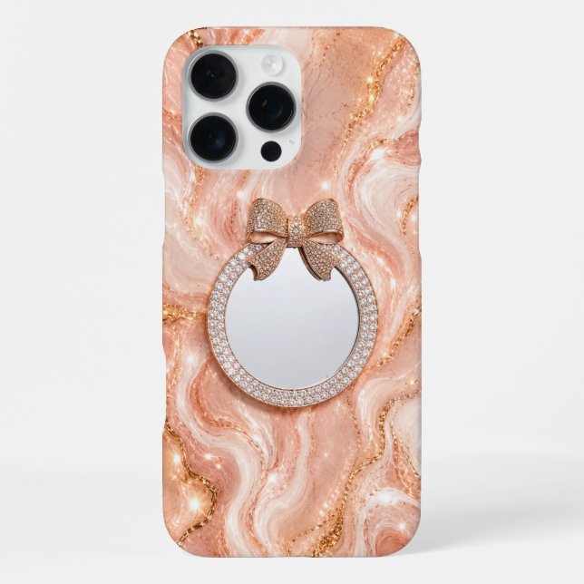 iPhone 16 Pro Max Case Rose Gold Marble Custom (Back)