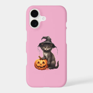 iPhone 17 Pink Case – Cute Halloween Cat Design
