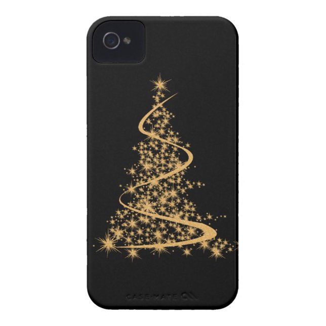 iPhone 4 Case Glitzy Gold Xmas (Back)
