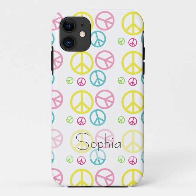 iPhone 5/5S Case Peace Colourful Personalised Name (Back)