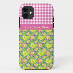 iPhone 5/5s Case Personalise: Primroses Gingham