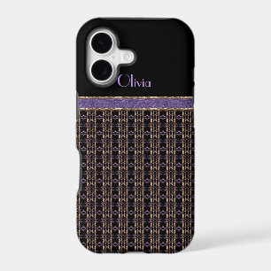 iPhone 5 Black Gold Purple Mesh Overlay Monogram