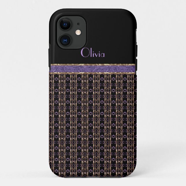 iPhone 5 Black Gold Purple Mesh Overlay Monogram Case-Mate iPhone Case (Back)