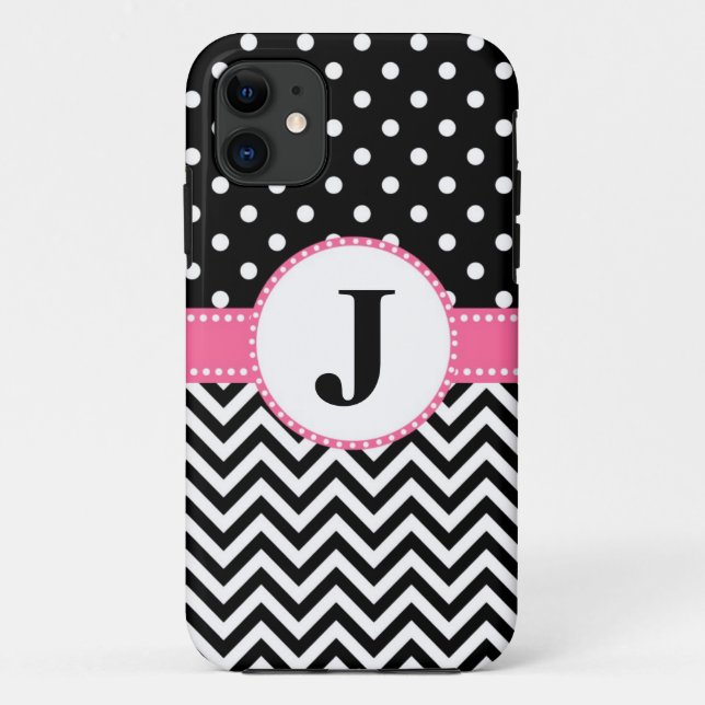 iPhone 5 Case Black Chevron and Dots (Back)