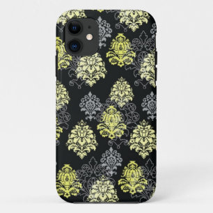 iPhone 5 case-Citron and Black Damask 11 Case
