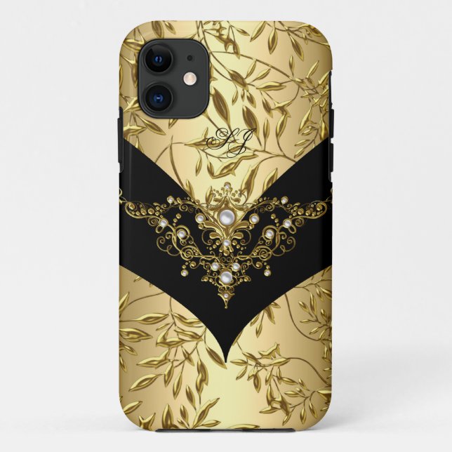 iPhone 5 Case-Mate Cream Gold Damask Black Case-Mate iPhone Case (Back)