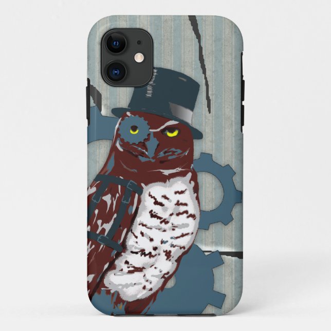 iPhone 5 Case w/Steampunk Owl on Ripped Wallpaper (Back)