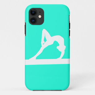 iPhone 5 Gymnast Silhouette White on Turquoise iPhone 11 Case