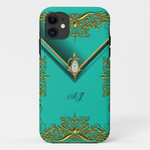 iPhone 5 Monogram Regal Elegant Jade Gold iPhone 11 Case