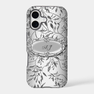 iPhone 5 Monogrammed Regal Elegant Damask Silver